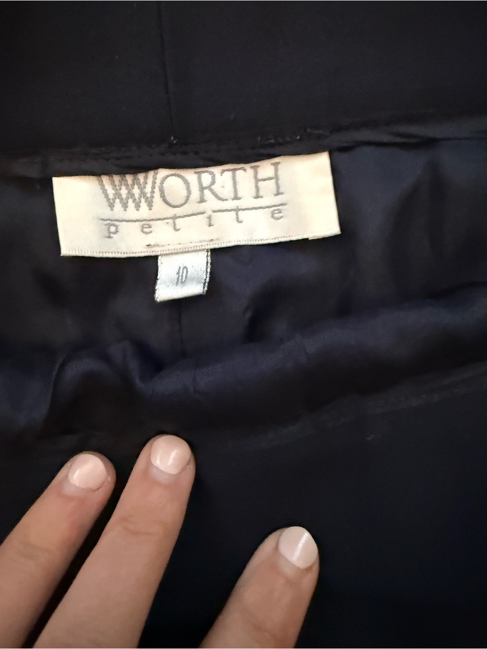 Worth Petite Navy Wide Leg Trousers Size 10P - Picture 4 of 4